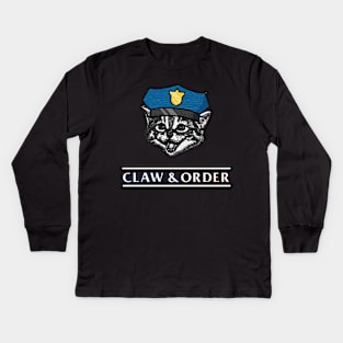 Law and order Cat Kids Long Sleeve T-Shirt